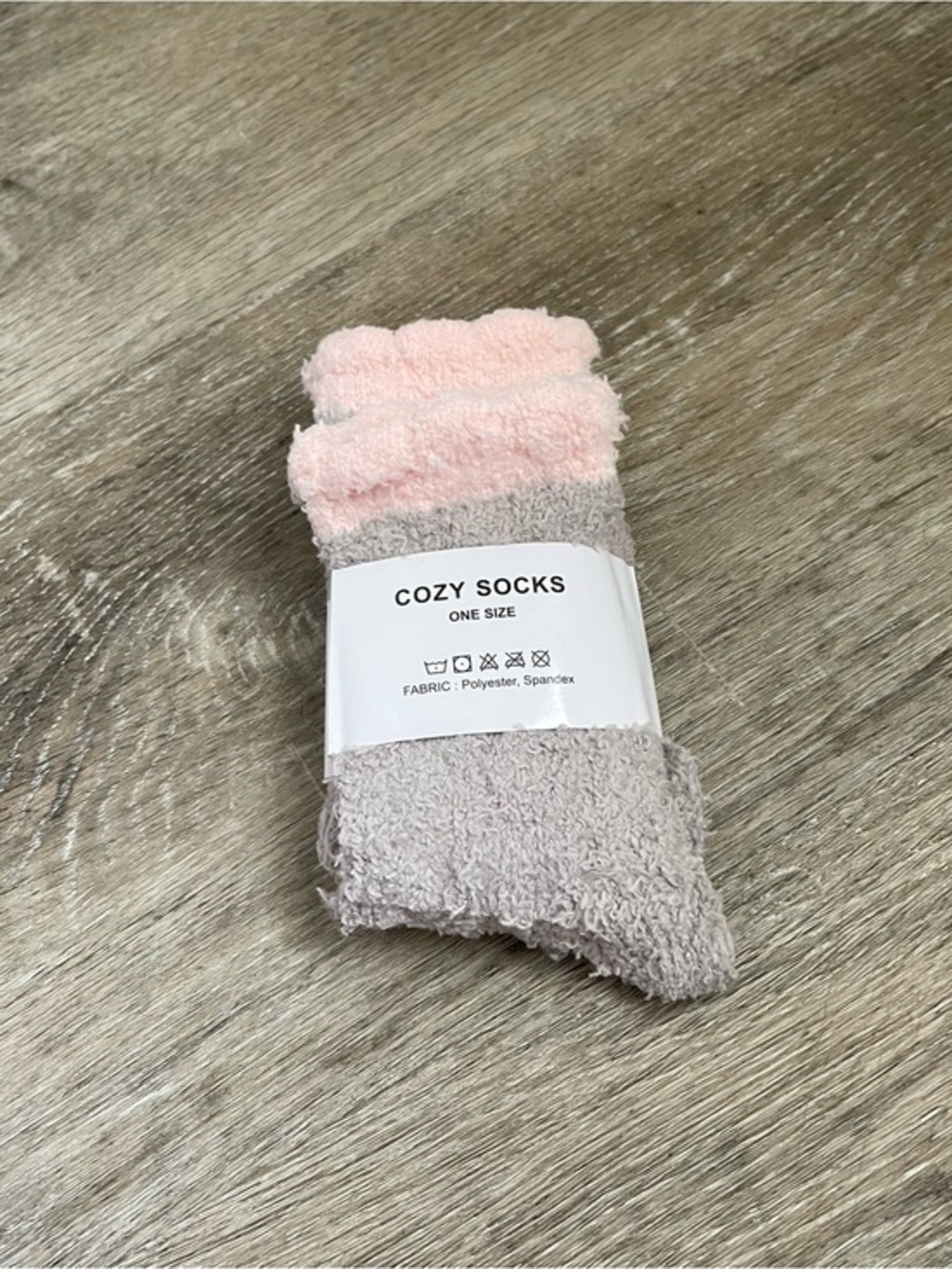Cozy Socks Pink & Gray Plush Fuzzy Slouch Socks One Size Soft Warm Lounge